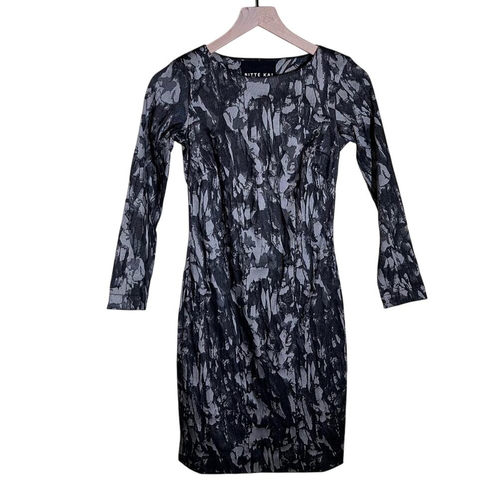 Bitte Kai Rand Patterned Body Con Zip Up Dress Xs - image 1